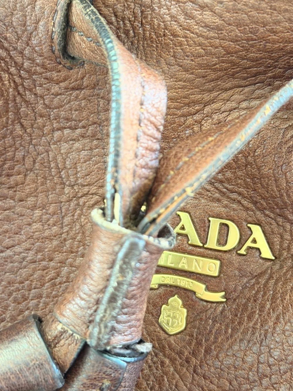 Prada Cervo Brown Pebbled Leather Tote - Picture 16 of 16